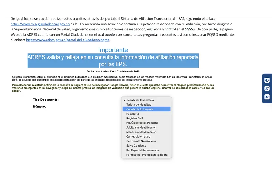 Dropdown menu to choose your form of ID.